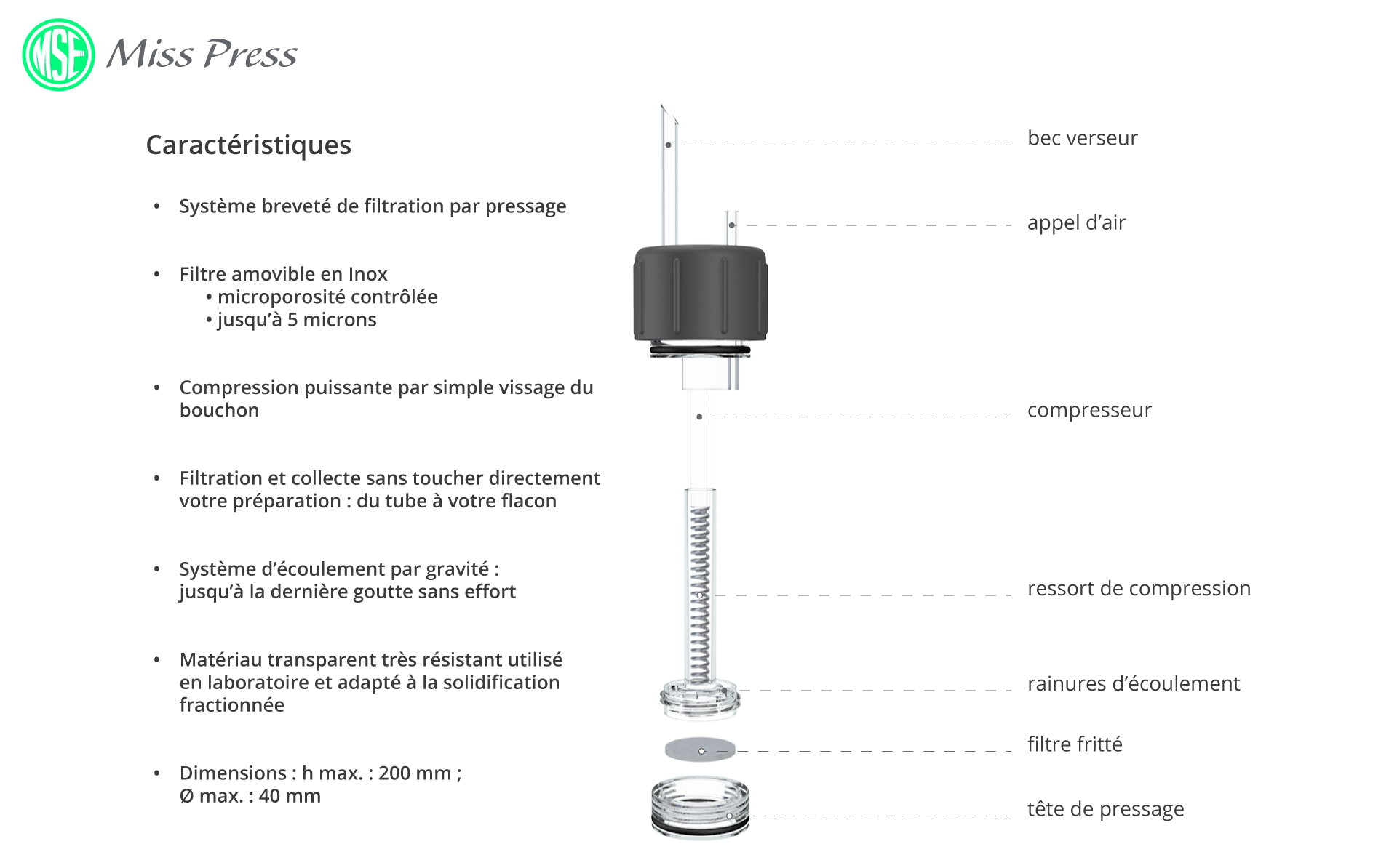 Filtration par pressage et écoulement